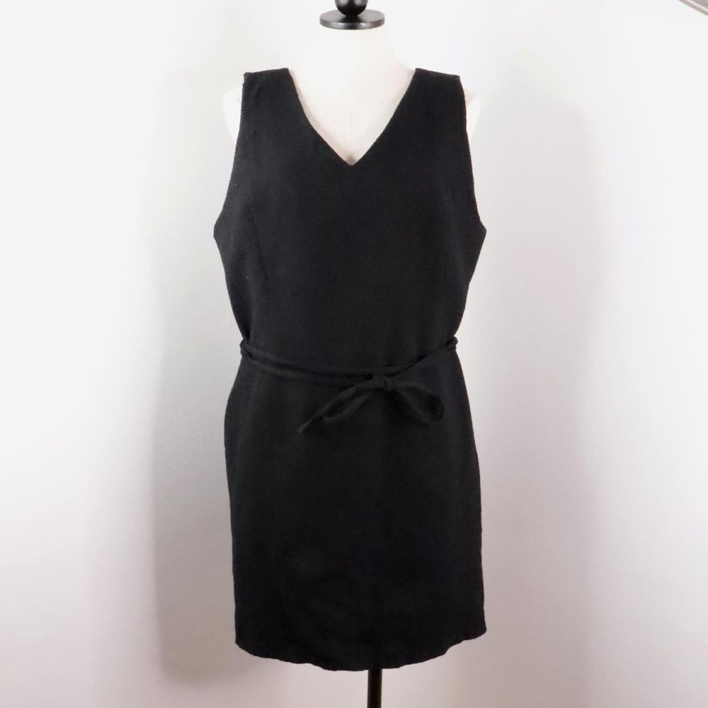 Secret Garden Women's 14 Black Wool Blend Sleeveless V-Neck Fitted Sheath Dress